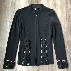 Bellessa Black Zip up Sweater Cardigan size M